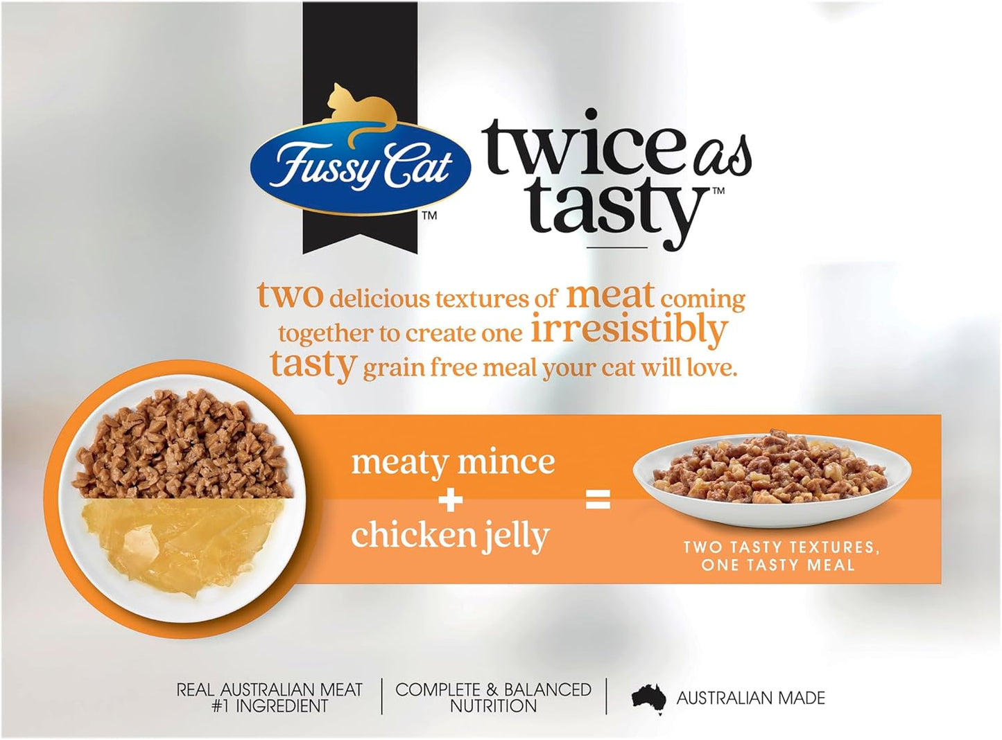 Fussy Cat Grain Free Adult Twice as Tasty Wet Cat Food, Mince & Jelly 12x80g