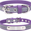 Yonsbox Custom Personalized Reflective Cat Dog Collar with Name Plate Engraved Cute Purple Puppy Kitten