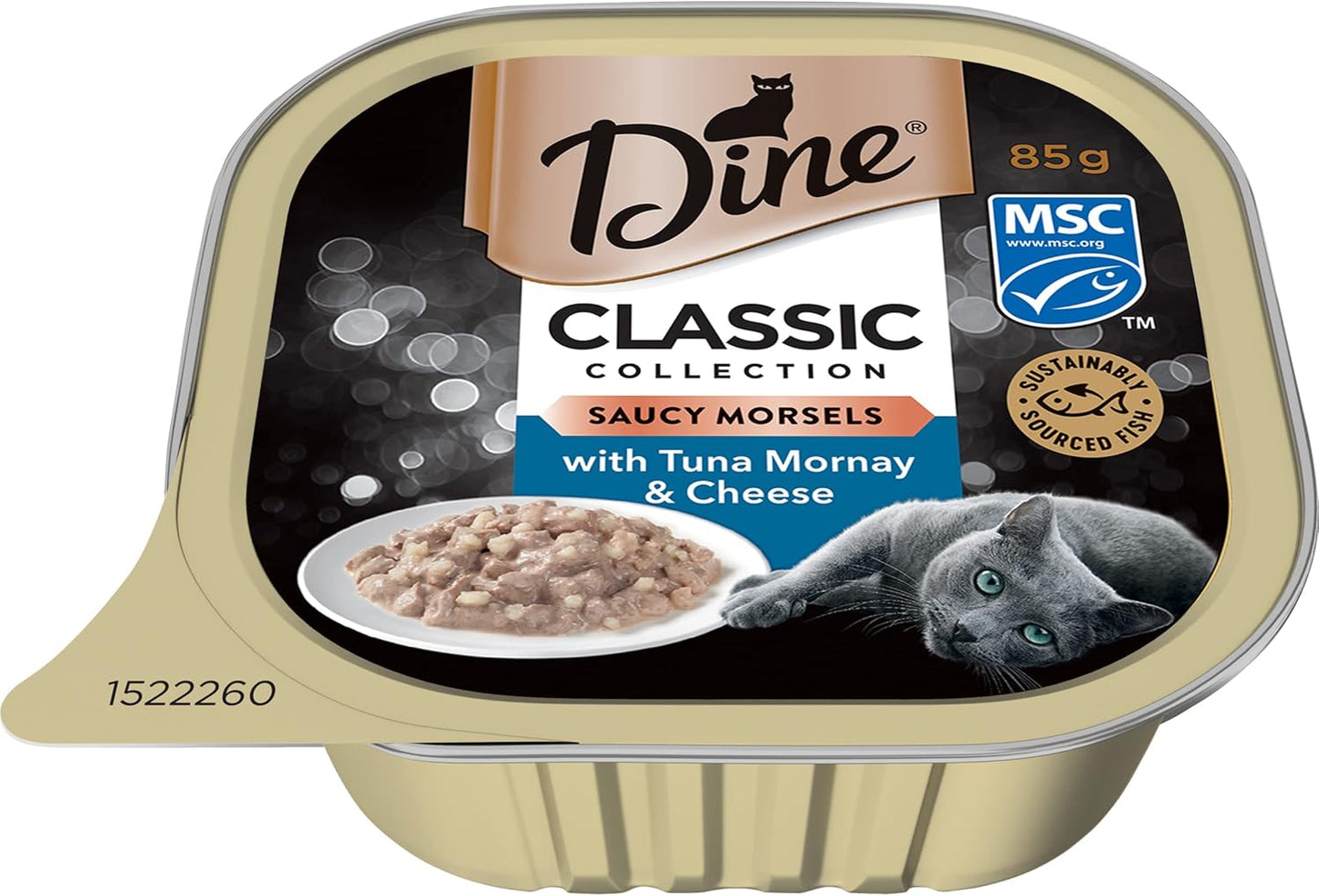 DINE Classic Collection Saucy Morsels with Tuna Mornay and Cheese, Wet Cat Food, 85g (Pack of 42)