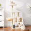 Heybly Cat Tree with Cat Self Groomer Brush, Cat Tower Condo for Indoor Cats with Padded Plush Perch,Beige