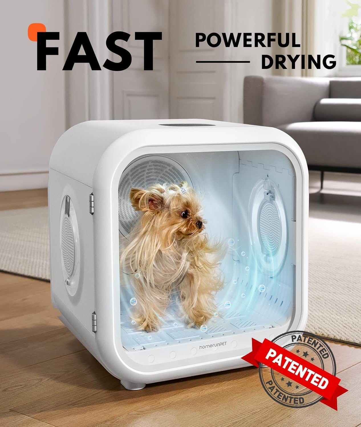 62L Dog Dryer Box, 360° Efficient Automatic and Quiet Cat Pet Dryer Box with Smart Temperature Control, Ideal for Cats and Medium Dogs (white)