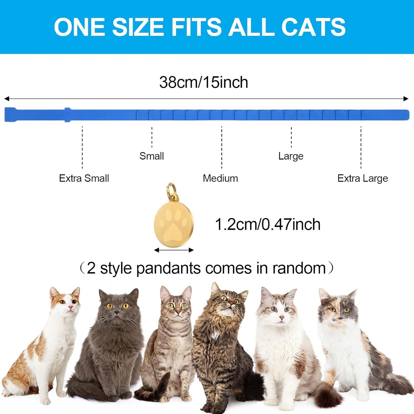 4 Pcs Cat Calming Collar Adjustable Lavender Scent Relaxing Cat Collar with 2 Pendant