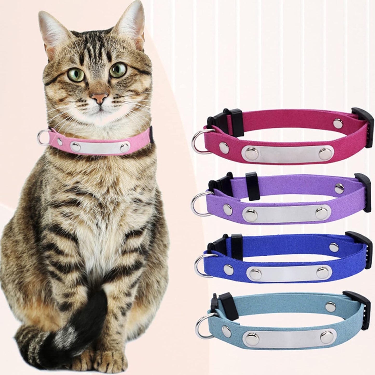 Yonsbox Personalized Anti Strangulation Kitten Cat Collars with Bell Breakaway
