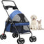 Advwin 4 Wheels Pet Stroller Dog Cat Cage Stroller for Medium Small Travel Folding Carrier