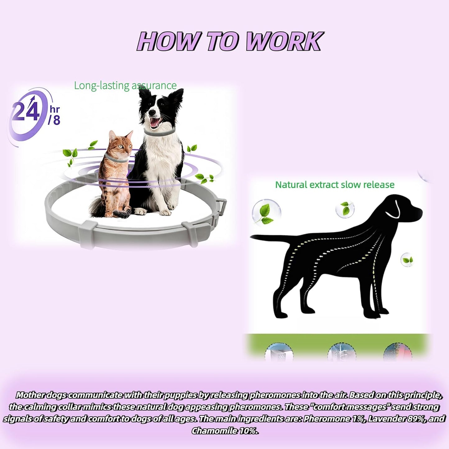 Calming Collar for Dogs, Relieves Anxiety, Adjustable Design, Suitable for All Dogs with Barking, Biting, Scratching, and Insecurity (Gray, 1 Count)