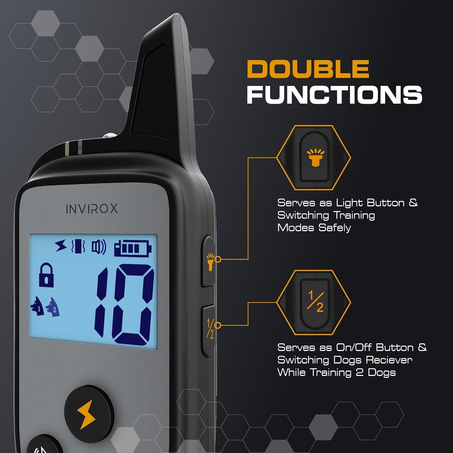 INVIROX Dog Training Collar [2025 Edition] 123 Levels 1100yd Range E Collar