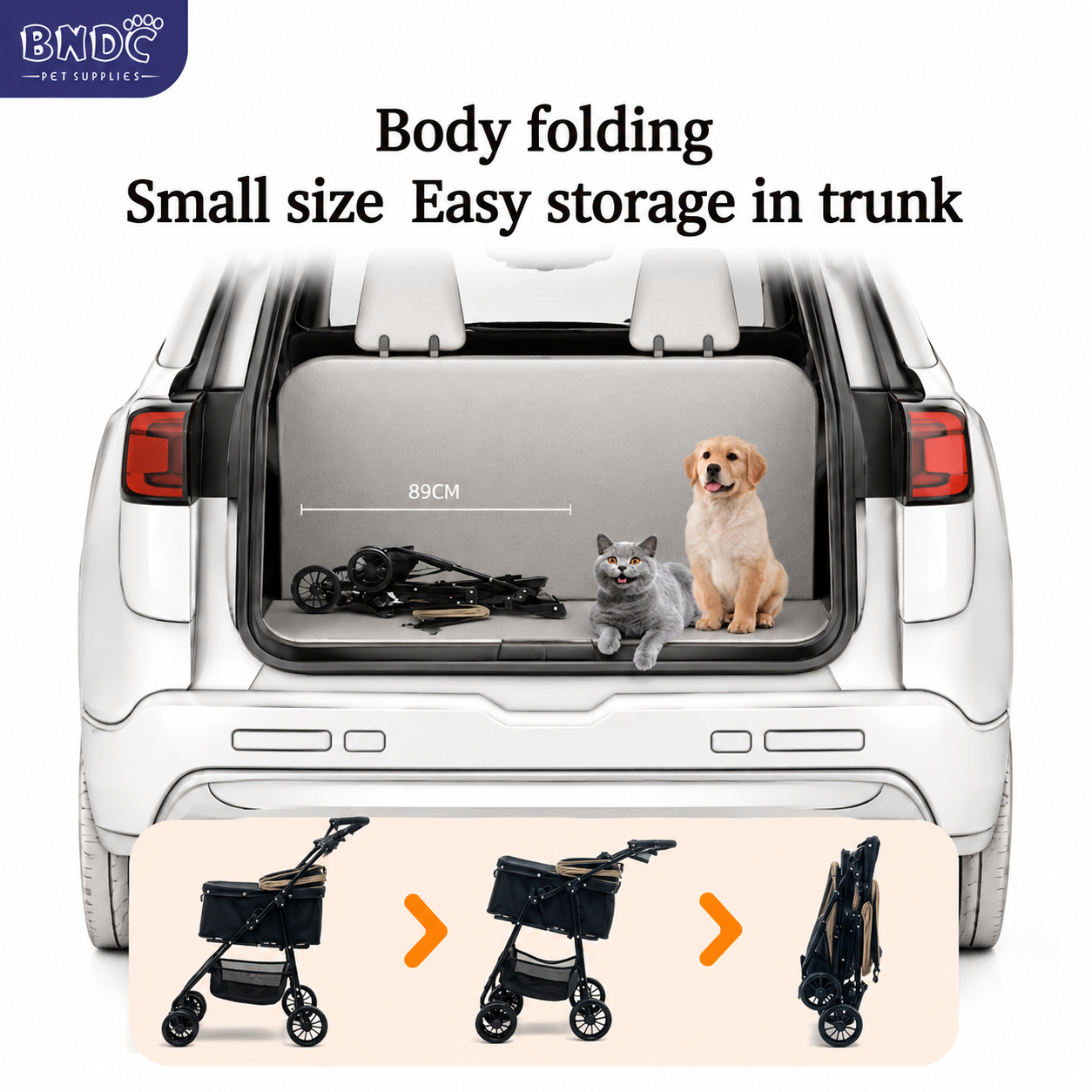 Premium Foldable Pet Stroller for Cats & Small Dogs With storage basket and lightweight