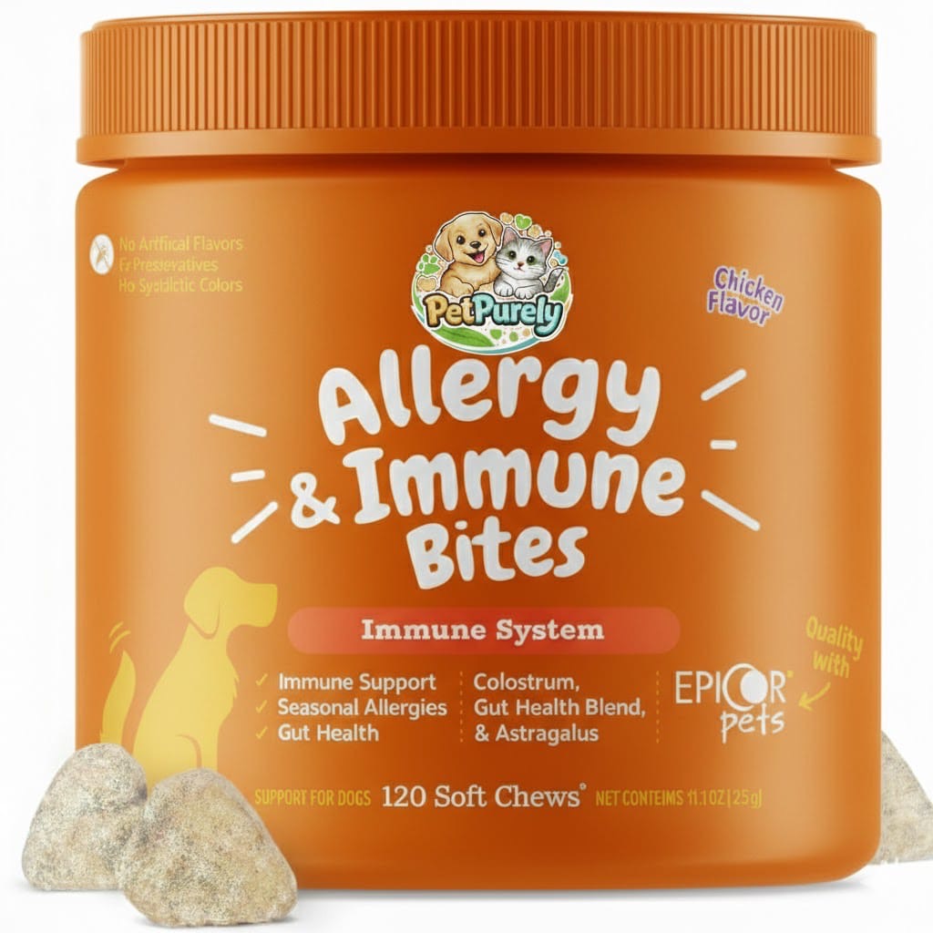 Dog Allergy Relief Chews, Dog Probiotics for Itchy Skin and Ears, Chicken,120ct