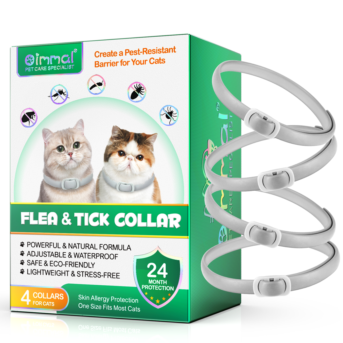 Flea & Tick Collar for Cats – Long-Lasting Protection, Adjustable & Waterproof