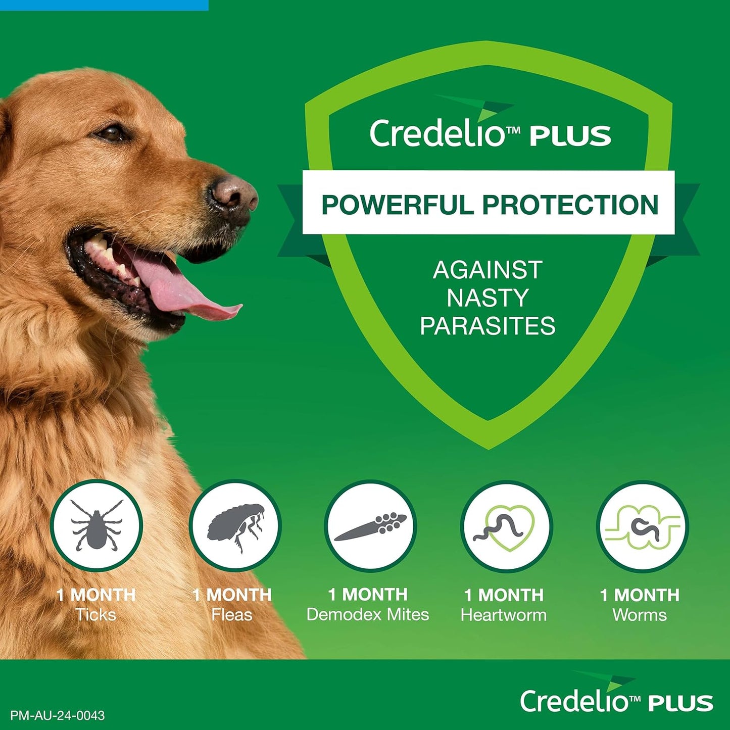 Credelio Plus Ticks, Fleas, Heartworm & Worms for Dogs 22-45kg - 3 Pack