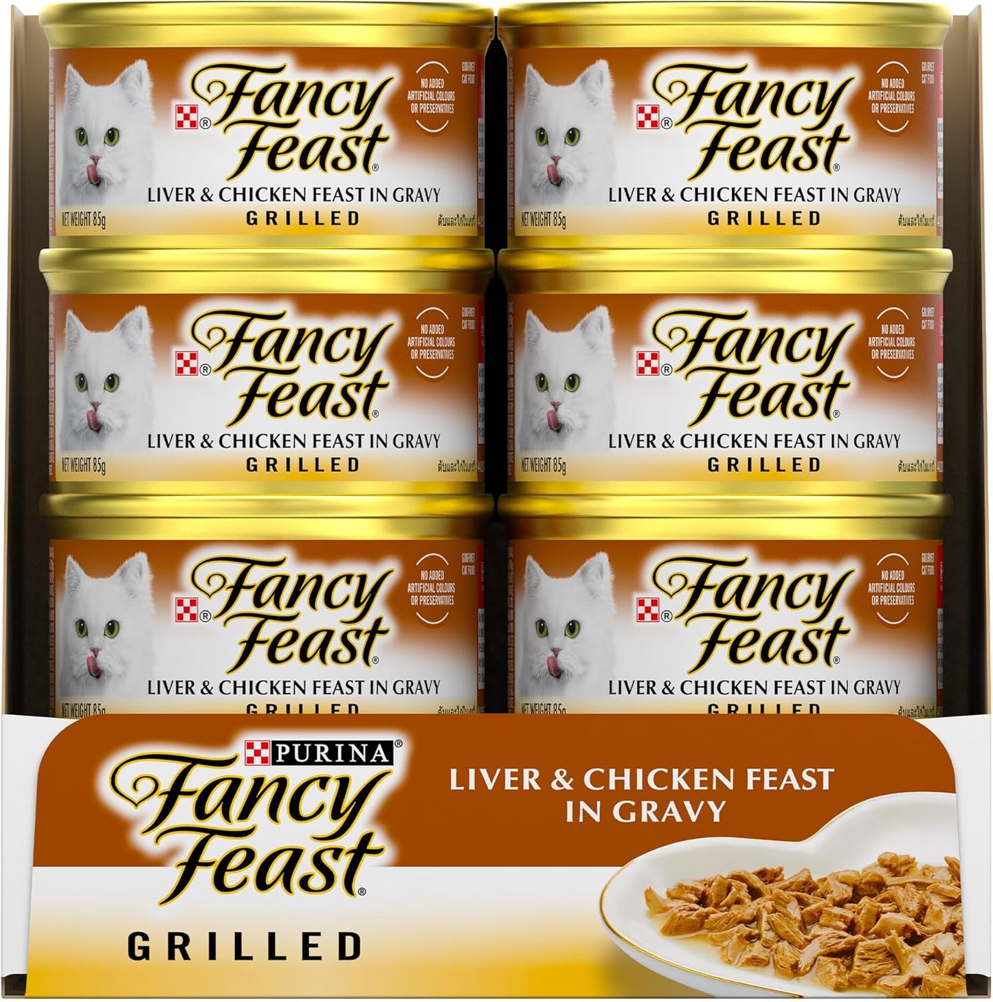 Fancy Feast Grilled Adult Wet Cat Food Grilled Liver & Chicken Feast in Gravy 24x85g