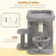 Heybly Cat Tree, 65cm Cat Tower with Spacious Top Perch for Large Cats,Light Grey