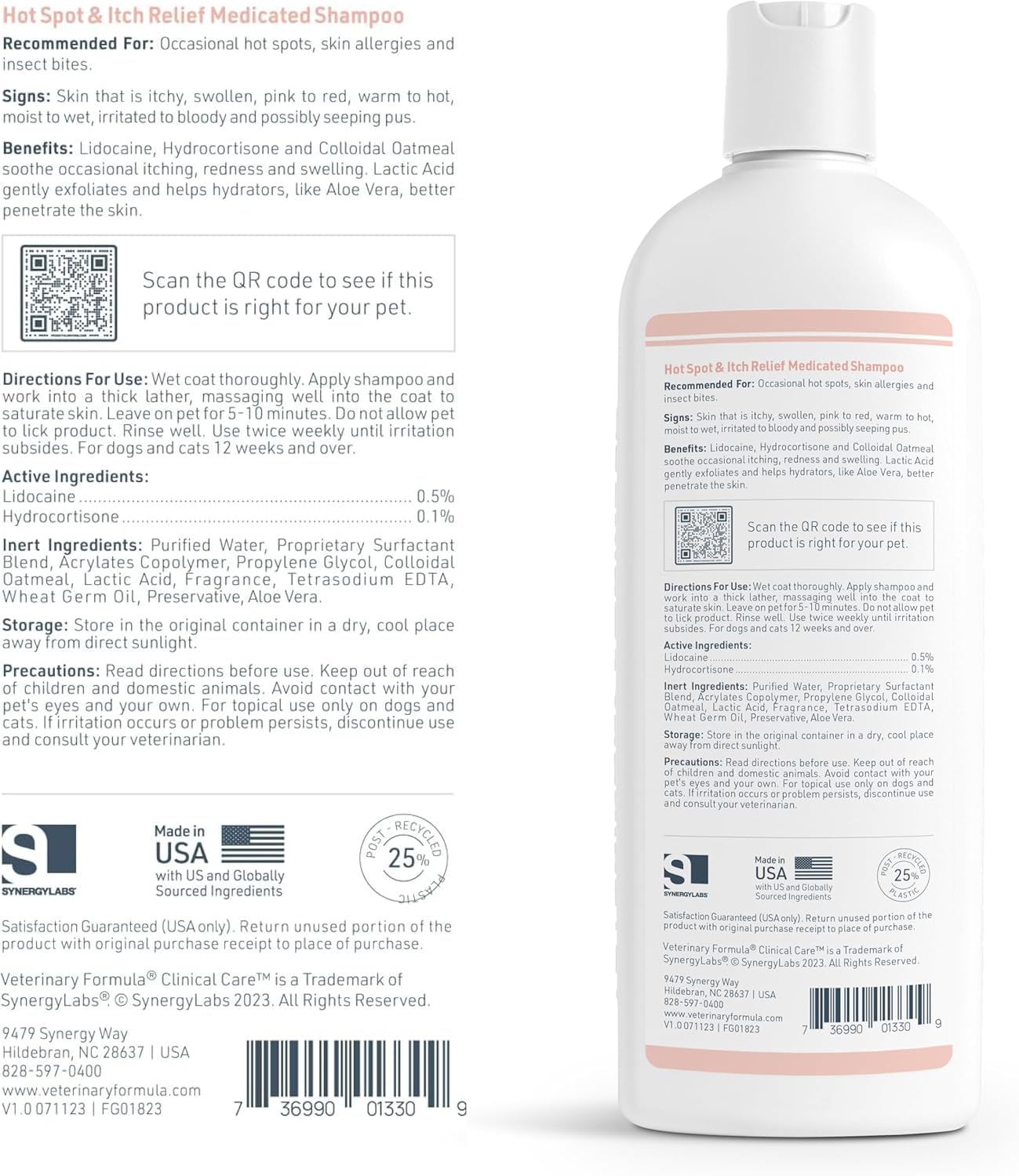 Veterinary Formula Clinical Care Hot Spot & Itch Relief Medicated Shampoo for Dogs and Cats 16oz