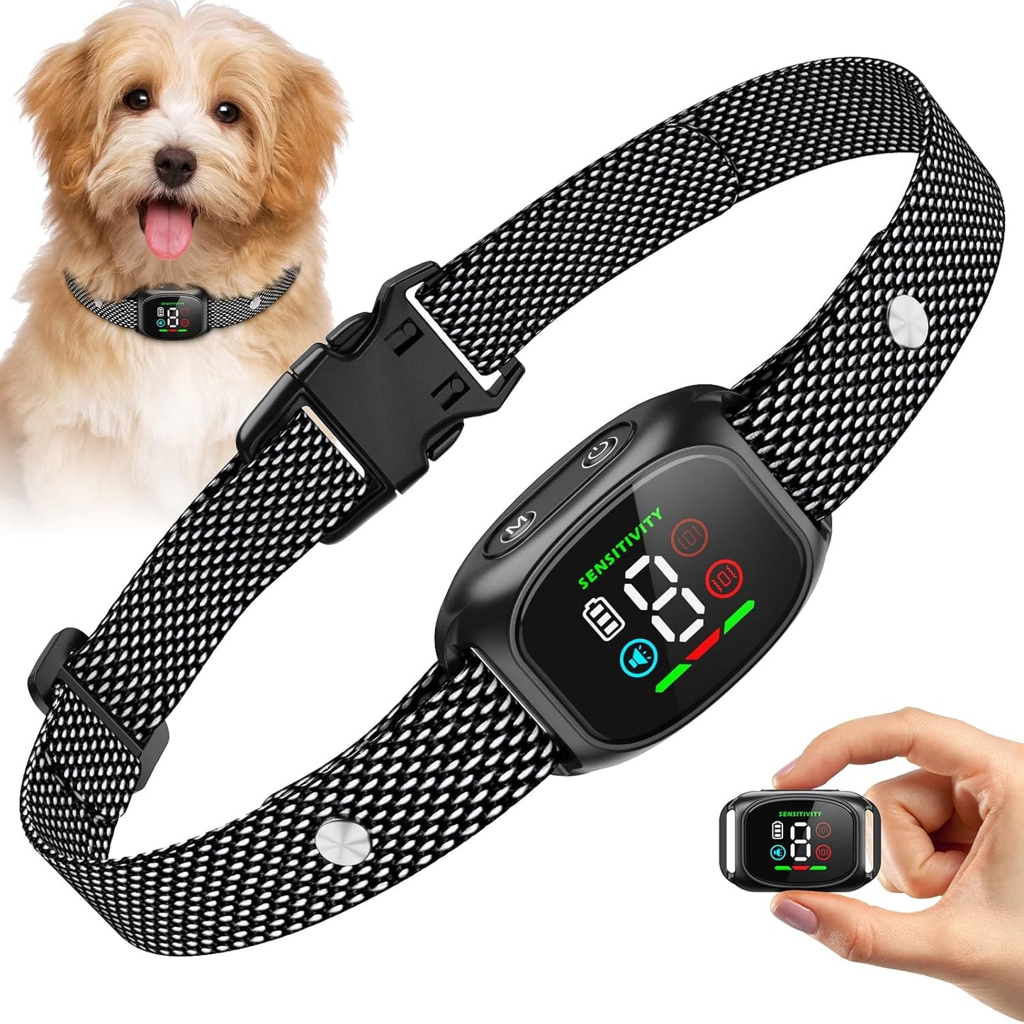 Anti Bark Collar for Dogs, No Shock Bark Collar, Beep & Vibration, Rechargeable Dog Barking Collar, 8 Adjustable Sensitivity
