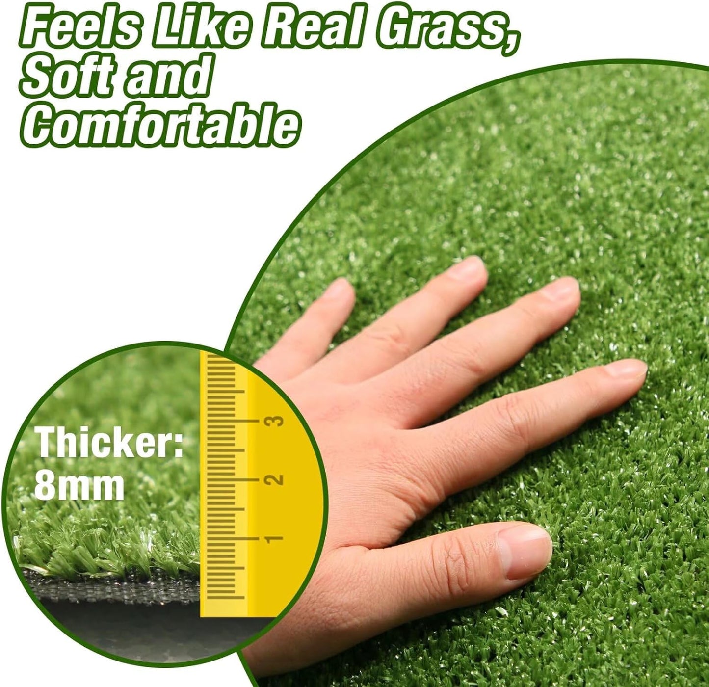 GLOBREEN Artificial Grass for Dog, 2FTx6FT Large Fake Grass Pee Pad for Dogs Potty Training, Indoor Outdoor Turf Pets Playpen Mat Balcony Apartment, GLB-PP8MM-2X6