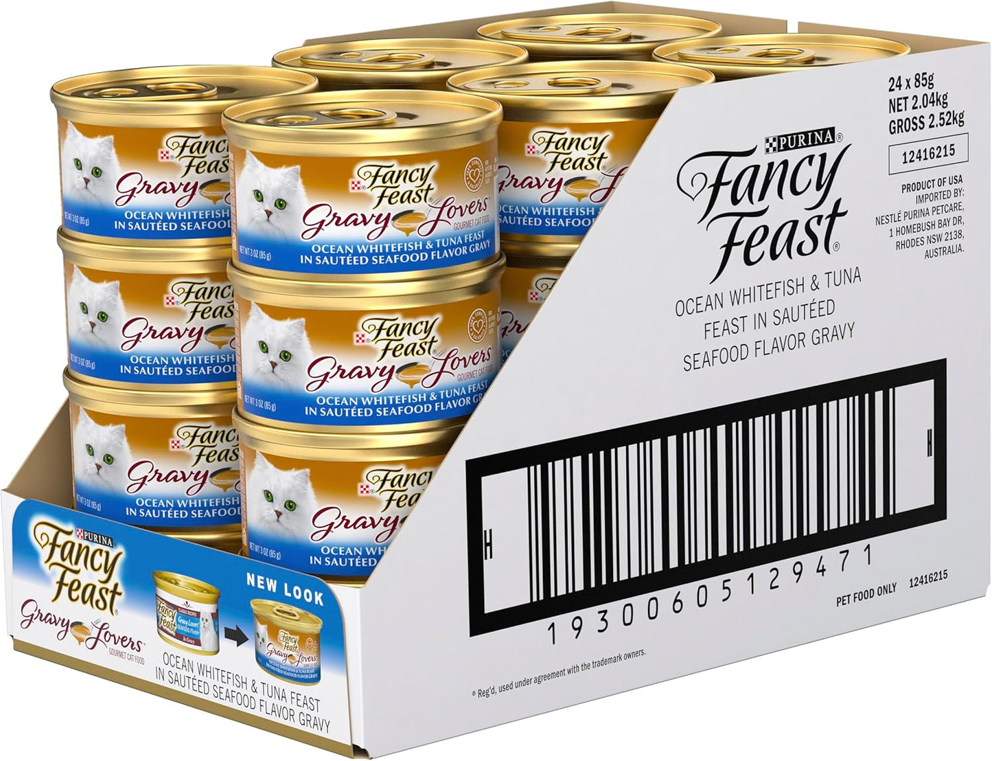 FANCY FEAST Adult Seafood Gravy Lovers Whitefish and Tuna Wet Cat Food 24x85g