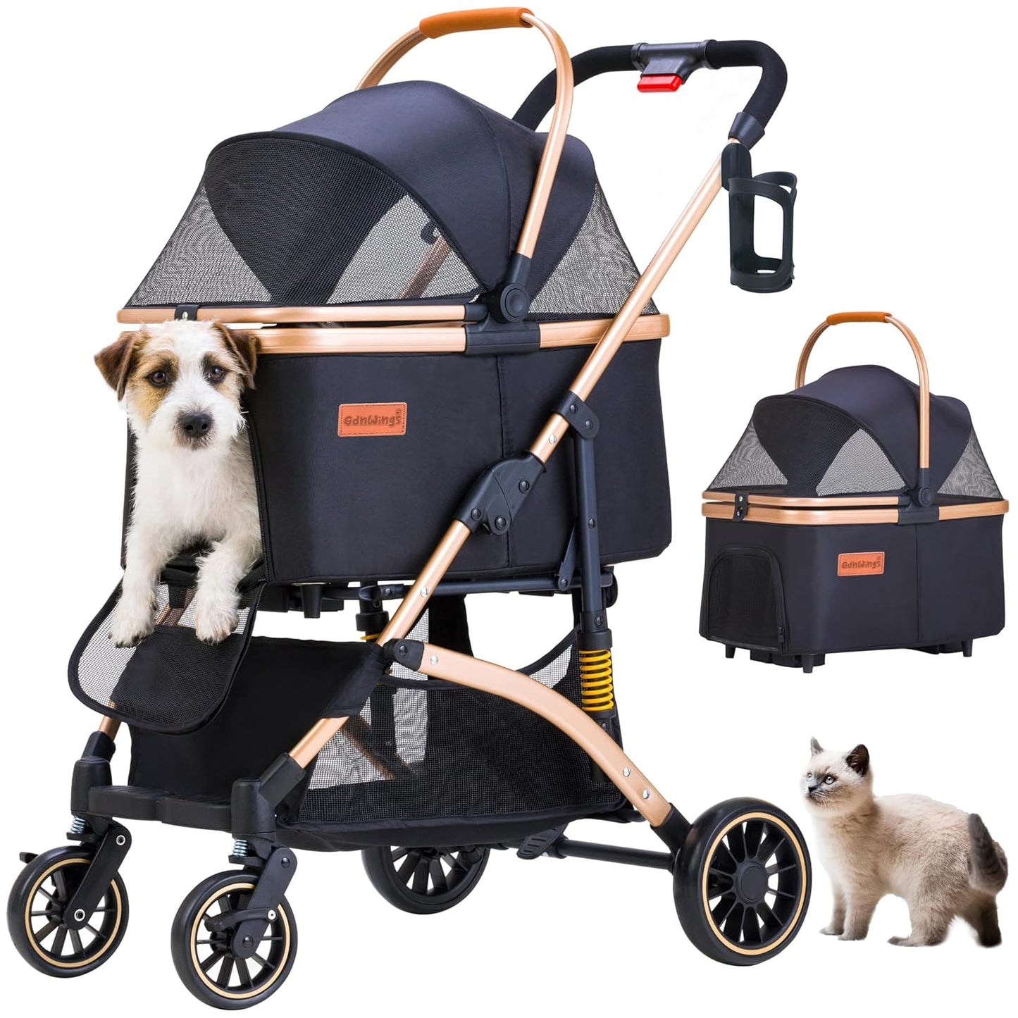 Pet Stroller for Small Dogs, Lightweight Small Dog Stroller for Dogs Cats with 6 Shock Absorption System