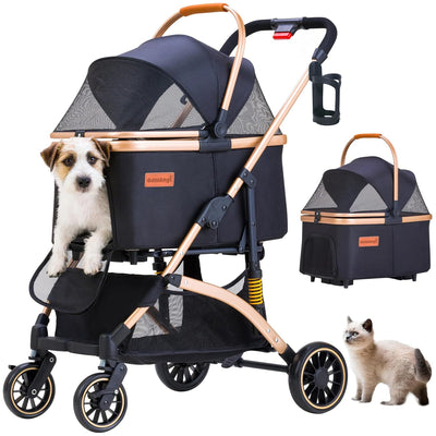 Pet Stroller for Small Dogs, Lightweight Small Dog Stroller for Dogs Cats with 6 Shock Absorption System
