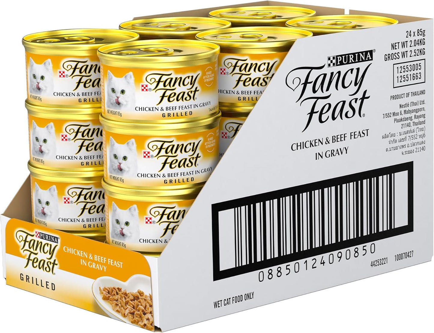 Fancy Feast Grilled Adult Wet Cat Food Grilled Chicken & Beef Feast in Gravy 24x85g