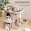 Heybly Cat Tree, 65cm Cat Tower with Spacious Top Perch for Large Cats, Stair-Style Cat House Furniture with Dual-Layer Condos, Sisal Scratching Posts, Cozy Basket & Pompom, Muchroom HCT204SMU