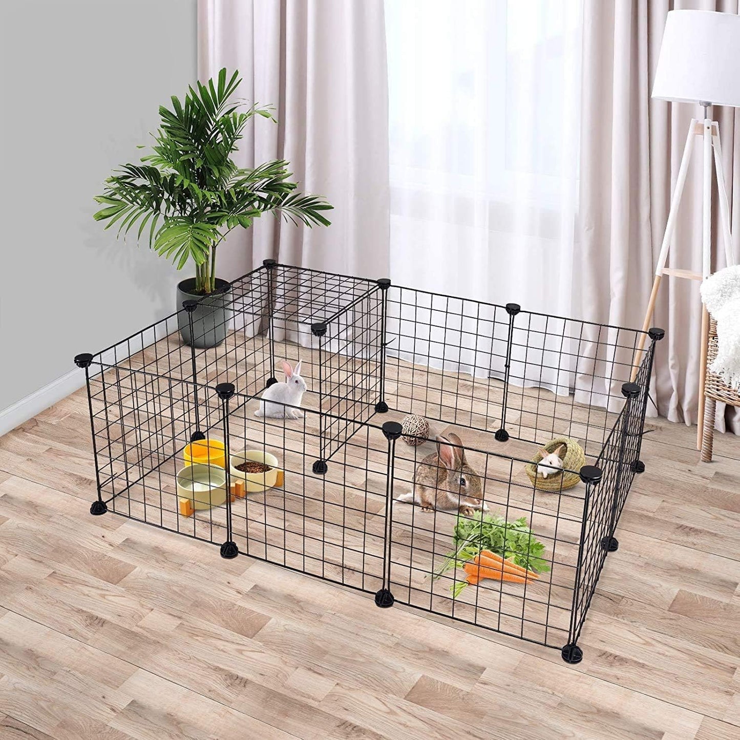 Dotala 12 Panels Metal Pet Playpen Tent Cats Exercise Pen Crate Cage Kennel Dog Foldable Fence Yard Barrier Ideal for Guinea Pigs, Rabbit, Gerbil, Puppy, DIY Metal Wire Yard Fence