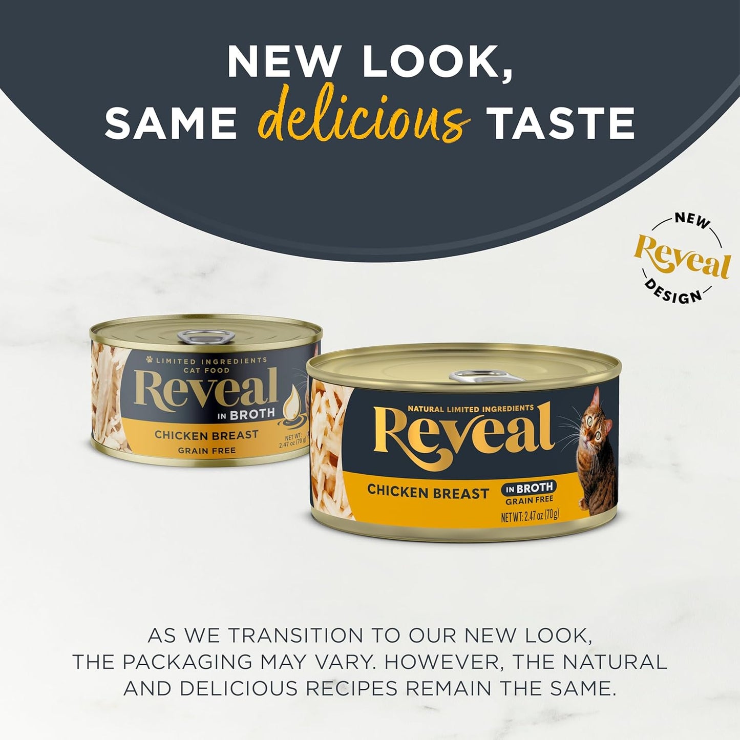 Reveal Natural Wet Cat Food, 24 Count, Grain Free,Chicken Breast in Broth, 70g Tins
