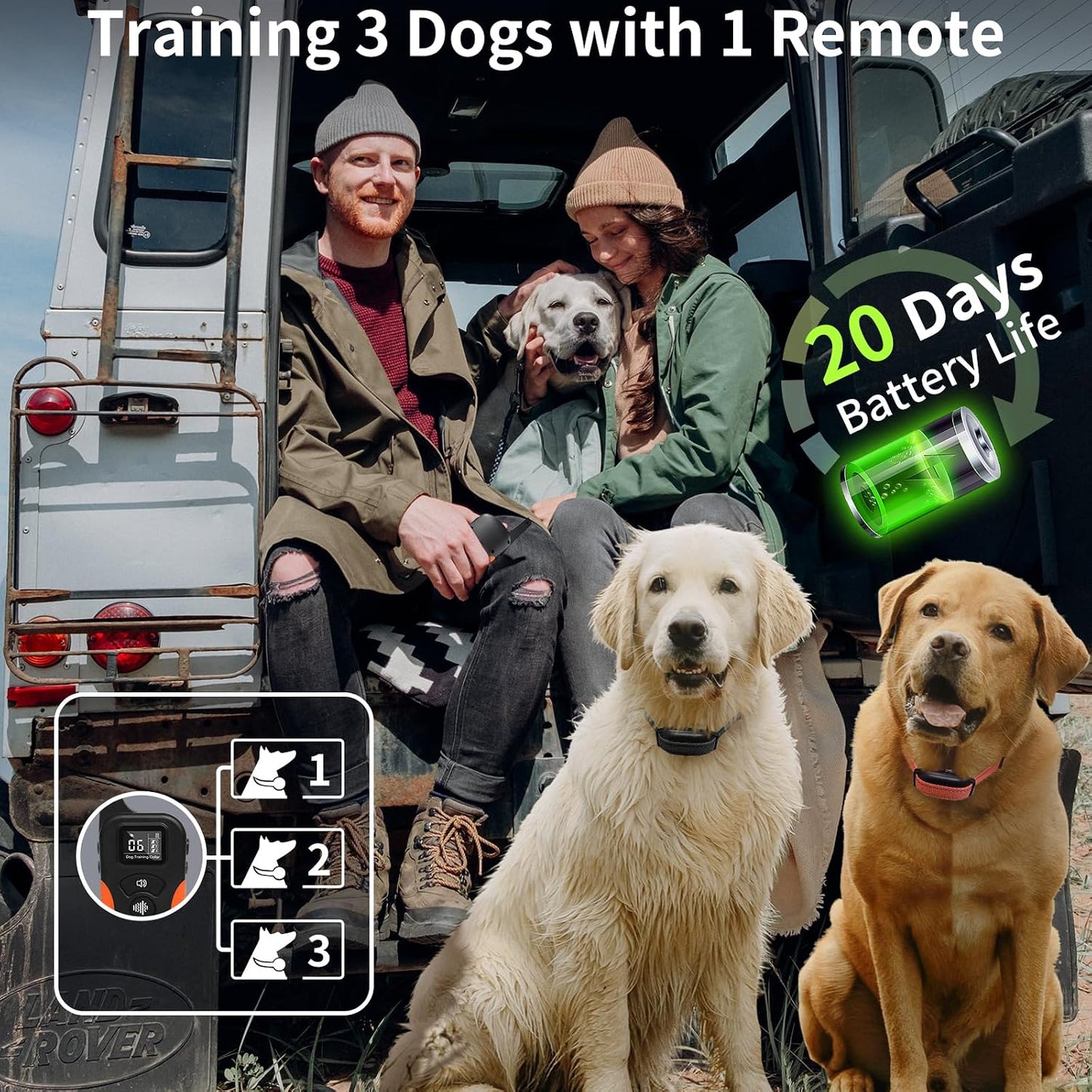 Dog Vibration Collar with Controller for 2 Dogs No Shock, 9 Types of Beeps and Vibrations, 3300ft Range & Upgraded Waterproof Training Collar for Dogs 5-120lbs - No Prongs
