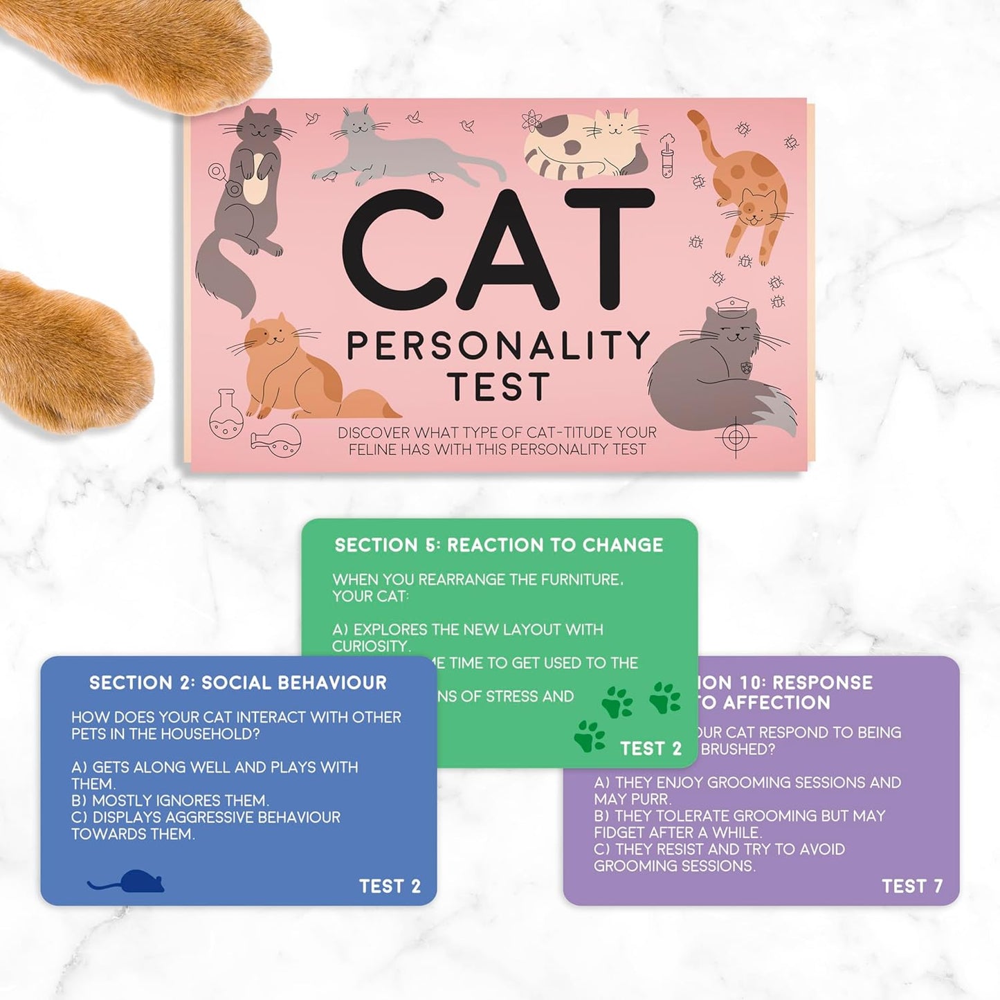 Gift Republic Cat Personality Test Cards - Discover Your Cat’s Unique Traits & Attitude with 100 Fun-Filled Cards for Cat Lovers & New Cat Owners, Pink