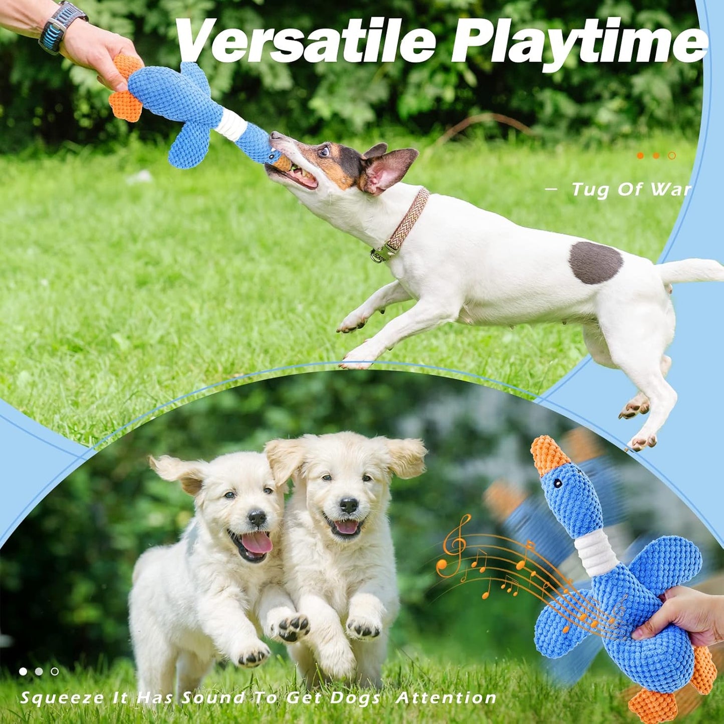 Vitscan Upgraded Goose Indestructible Dog Toys for Aggressive Chewers,Crinkle Squeaky Plush Dog Puppy Chew Toys for Teething, Duck