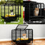 Dog Crate with Removable Tray, Large Dog Cage with Wheels, Double Door Kennel Black 77 * 51 * 71cm