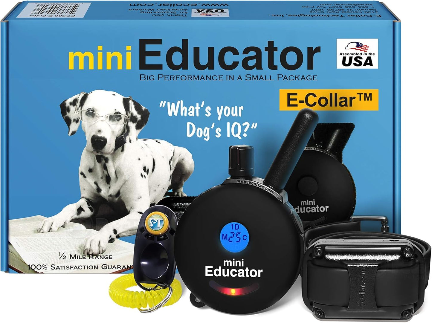 Educator ET-300 Black Mini E Collar for Dog Training with Remote - 1/2 Mile Range, Waterproof, 100 Blunt Stimulation Levels