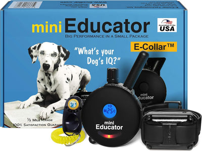 Educator ET-300 Black Mini E Collar for Dog Training with Remote - 1/2 Mile Range, Waterproof, 100 Blunt Stimulation Levels