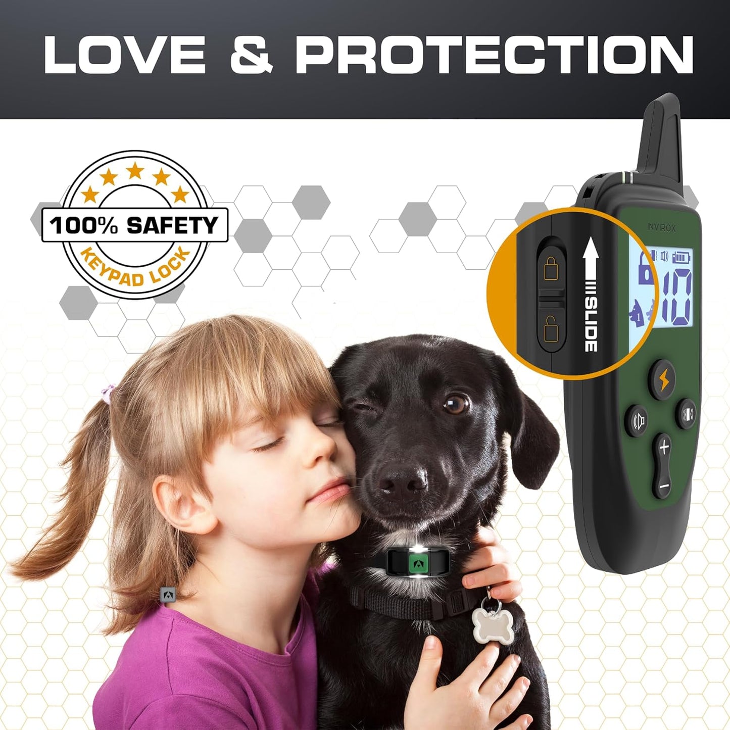 INVIROX Training Collar for Large Dog [Spark K9] 124 Levels Dog Training Collar with Remote 1100yd Range