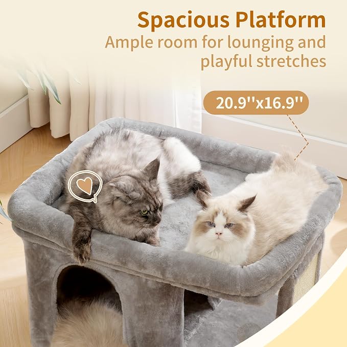Heybly Cat Tree, 14 inch Cat Tower with Large Perch Bed and Cat Condo for Indoor