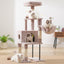 Heybly HCT200SMU Cat Scratching Post, 125 cm, Small Cat Tree, Spacious and Comfortable Scratching Post with Cave