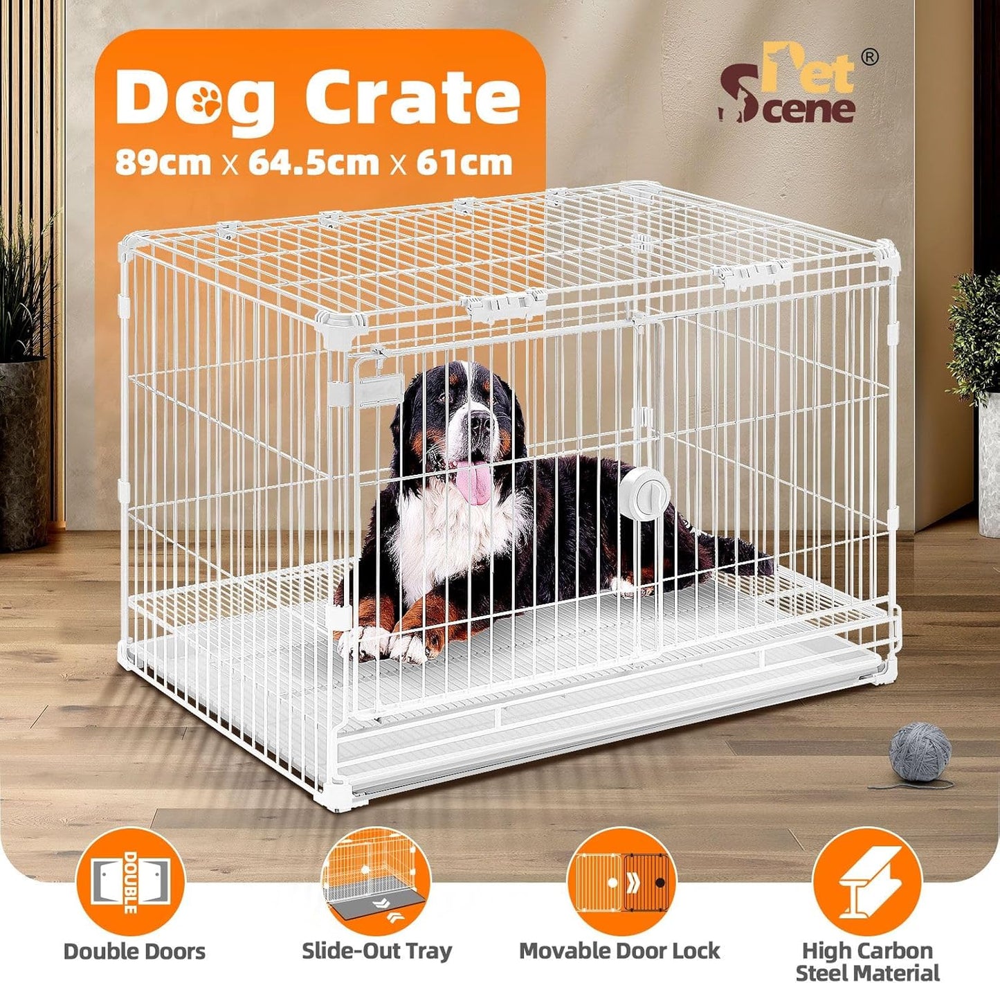 Pet Scene 3in1 Dog Crate 89x64.5x61cm,Dog Kennel Cat Cage Puppy Pen