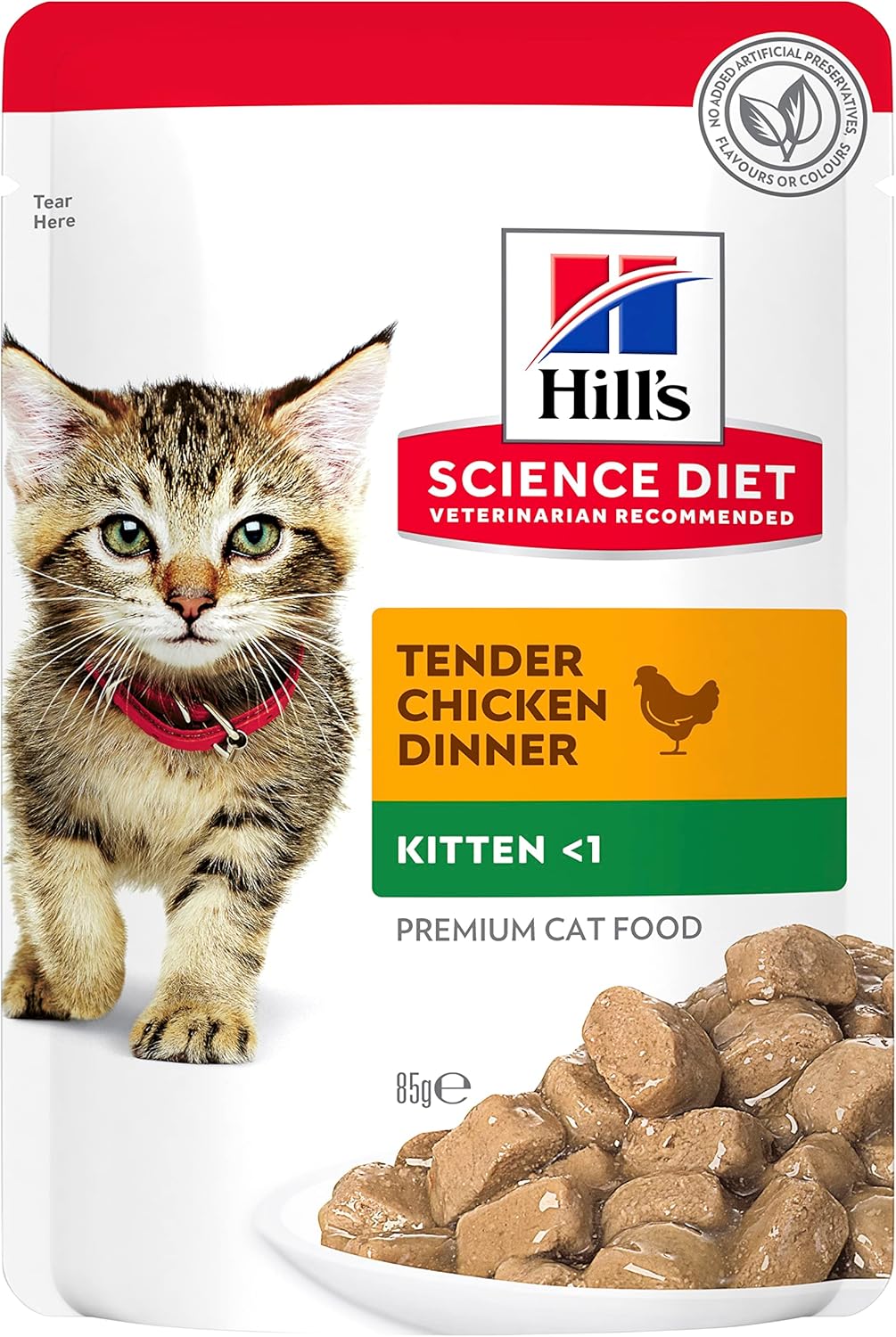 Hill's Science Diet Kitten Wet Cat Food, Chicken, 85g, 12 Pack, Cat Food Pouches