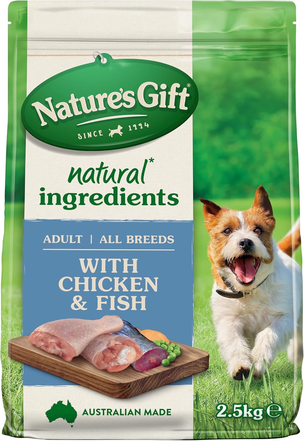 Nature's Gift Adult Dry Dog Food, Chicken & Fish 2.5kg - 100% Complete & Balanced Nutrition, Supports Digestion, Immunity & Skin Health