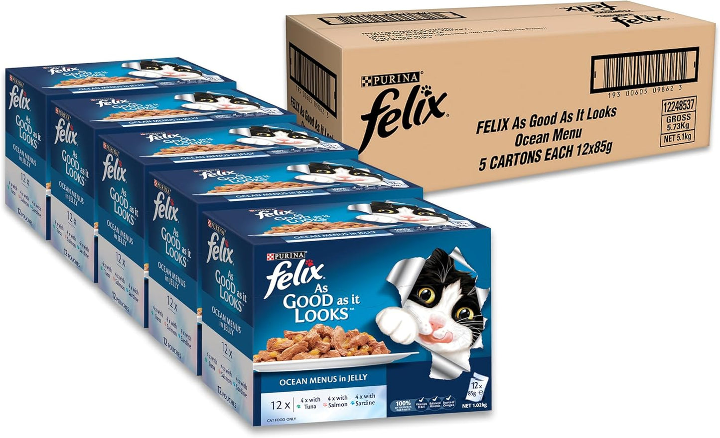 FELIX As Good As It Looks Adult Wet Cat Food Ocean Menus in Jelly 60x85g