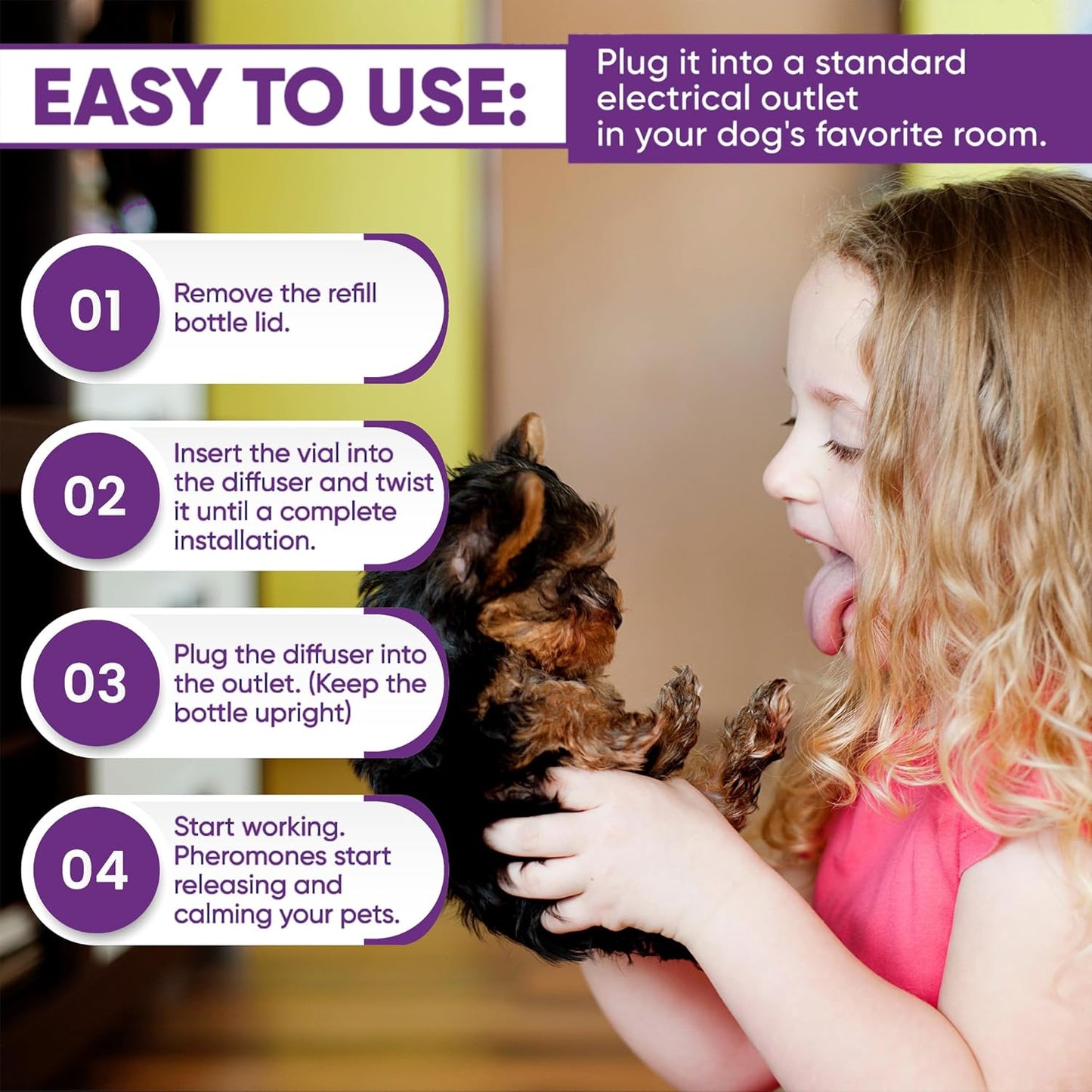 Pheromone Diffuser for Dogs: Premium Dog Calming Diffuser 2 Pack (Purple)