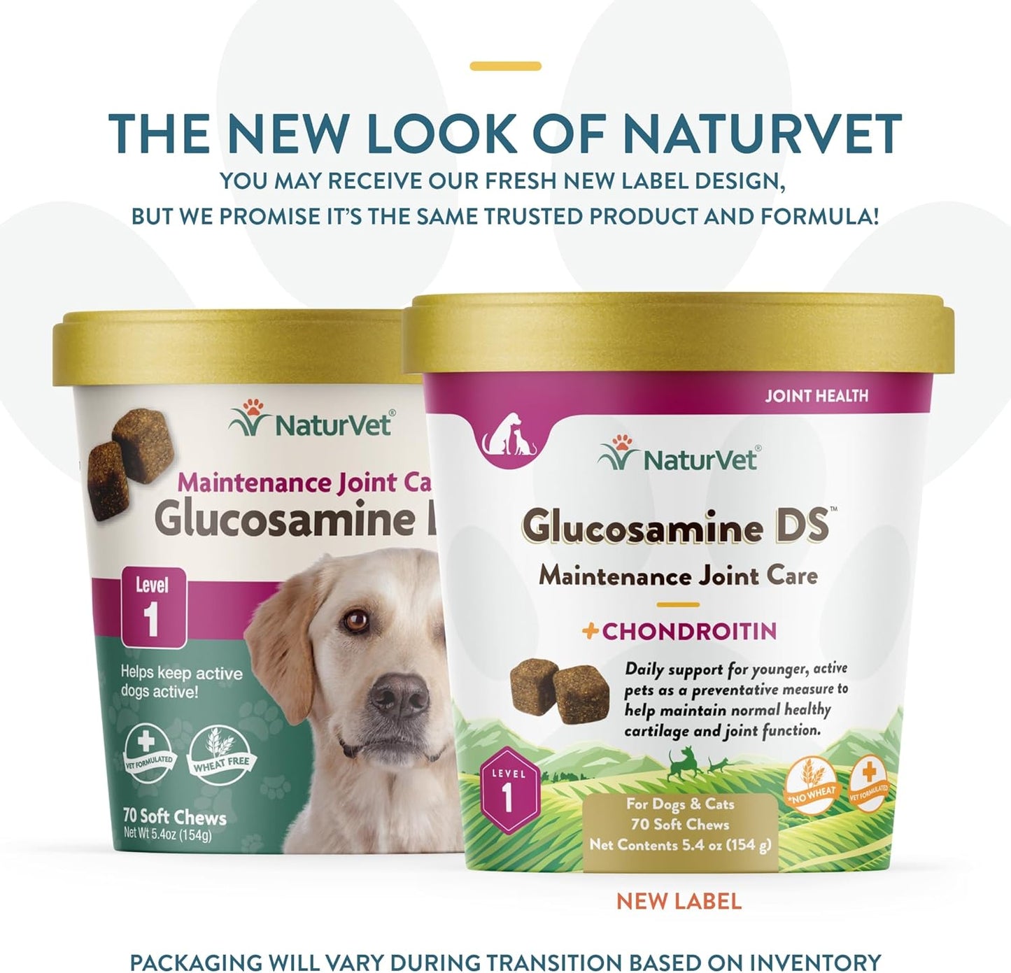 NaturVet GLUCOSAMINE-DS LVL 1 Soft Chew Dogs Maintenance Care (CUP) - 70 ct