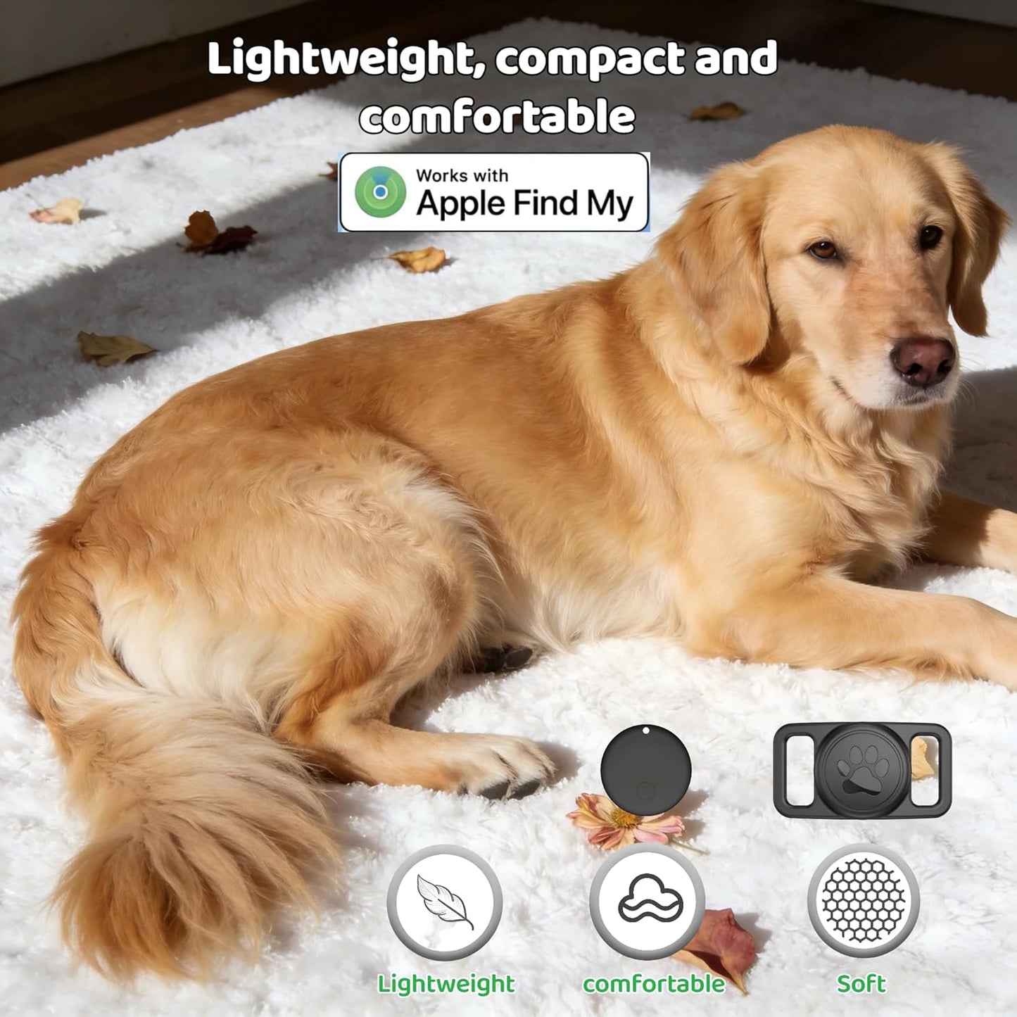 Pet Tracker,GPS Collar for Dogs (iOS Only) Smart tag,Waterproof Compatible with Apple Find My,No Monthly Fee,Advanced Tracking