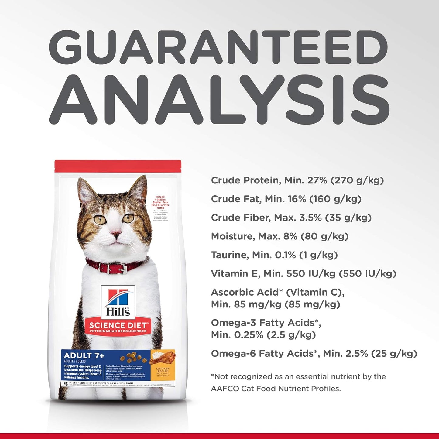 Hill's Science Diet Senior Adult 7+, Chicken Recipe, Dry Cat Food for Older Cats, 3kg Bag