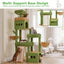 Heybly Cat Tree 72.4-Inch Anti-Tip Cat Tower with Spacious Perches HCT060GY | All-in-One Cat Furniture for Large Cats, Multiple Interactive Areas, Extra-Large Sisal Scratching Board, Green and Yellow