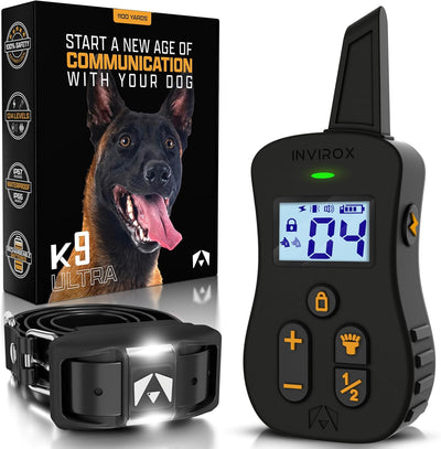 INVIROX Shock Collar for Dogs [Ultra K9] 124 Training Levels, 4 Powerful Modes