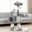 Heybly 110cm Cat Tree with Toy, Cat Tower for Indoor Cats, Cat Play Tower with Padded Plush Perch, Grey