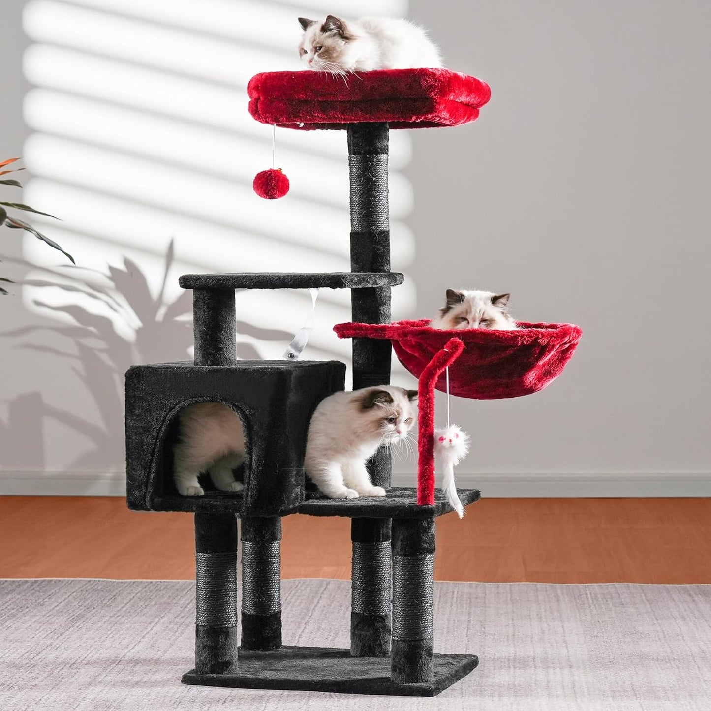 Heybly Cat Tree with Toy, Cat Tower condo for Indoor Cats