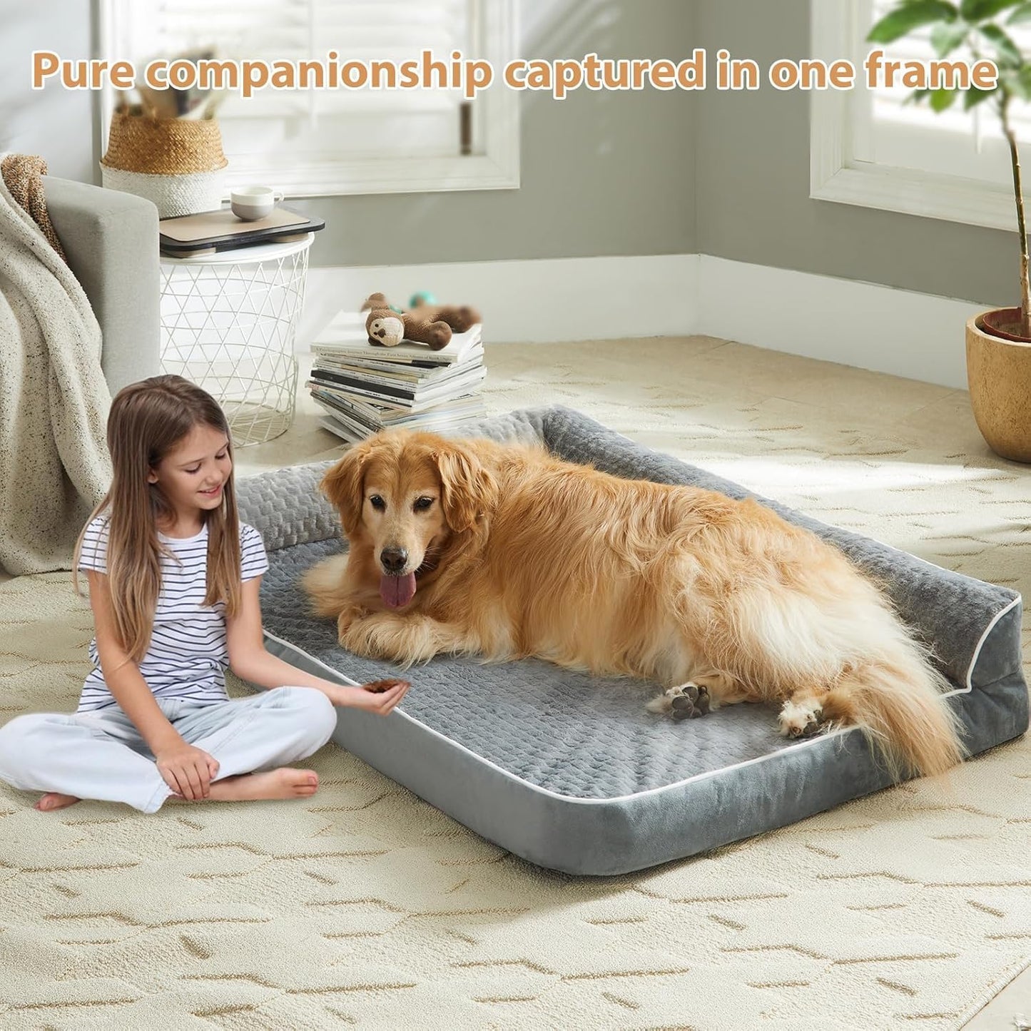 Orthopedic Dog Beds for Large Dogs-Waterproof Sofa Dogs Bed with Removable Washable