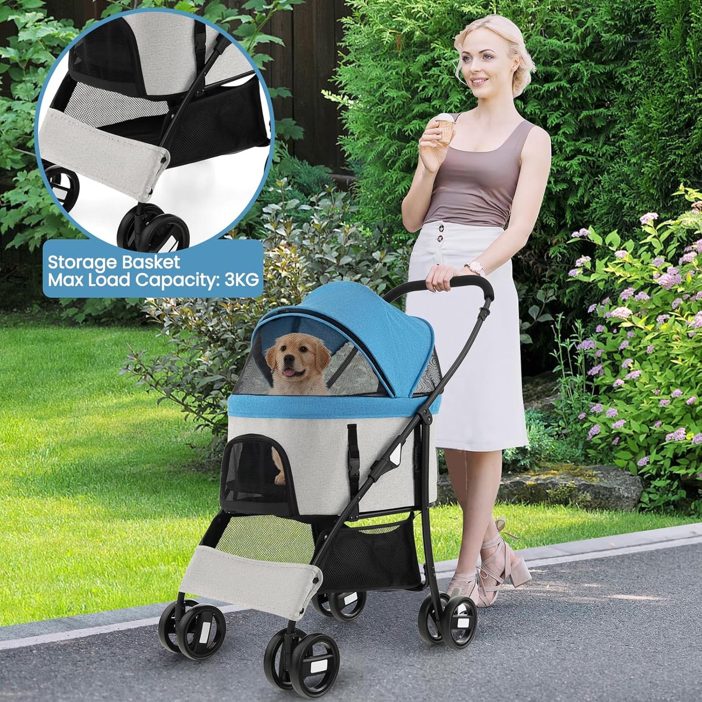 Costway 3-In-1 Pet Stroller with Removable Car Seat Carrier