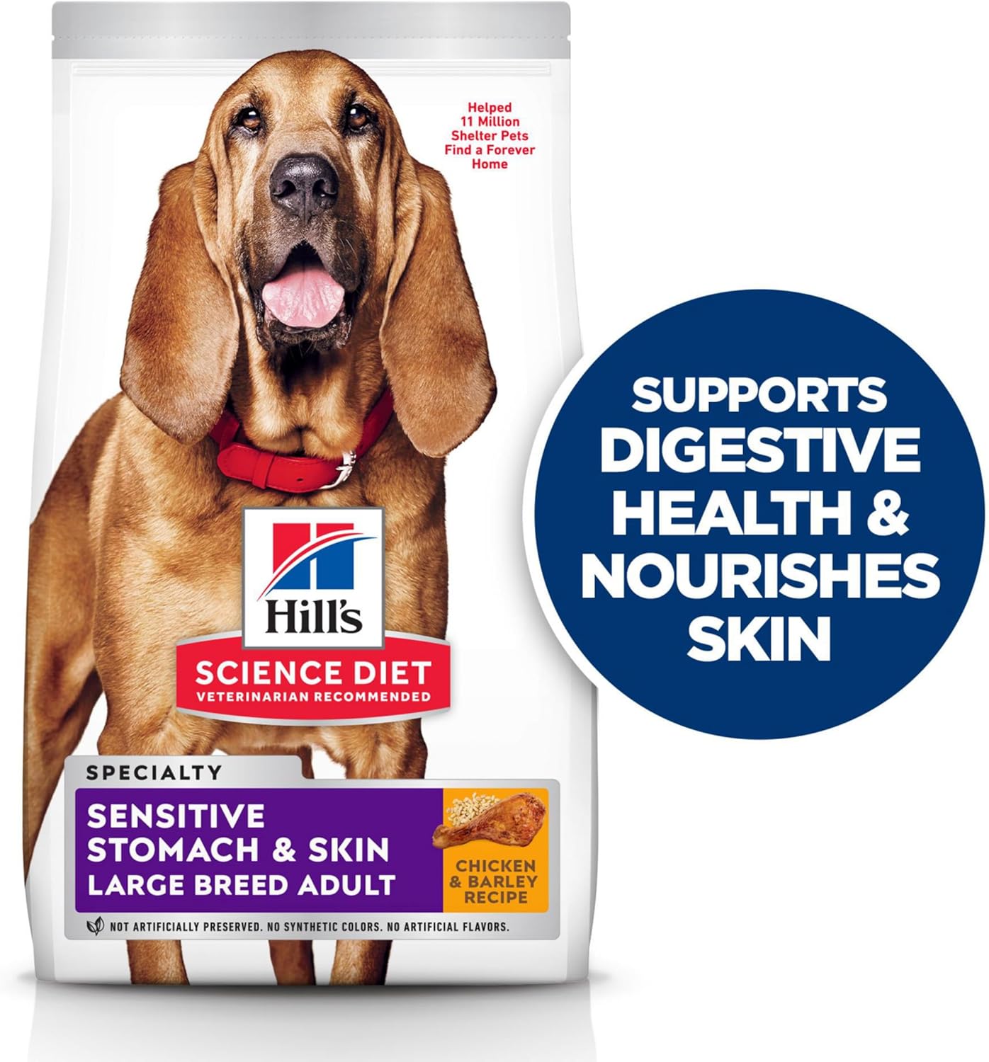 Hill's Science Diet Sensitive Stomach and Skin Adult Large Breed, Chicken Recipe, Dry Dog Food, 13.6kg Bag